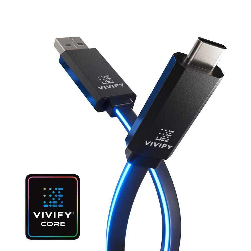 Vivify Aceso W10 RGB Led Gaming Light Up Type C USB 3.1 3.2 Gen 2 Quick Charge 1M Cable - Blue - Store 974 | ستور ٩٧٤