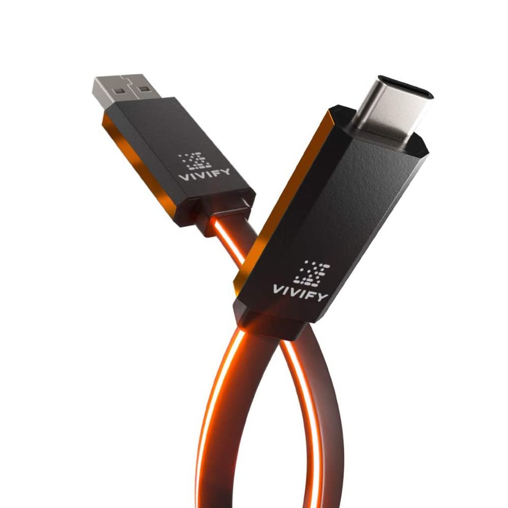 Vivify Aceso W10 RGB Led Gaming Light Up Type C USB 3.1 3.2 Gen 2 Quick Charge 1M Cable - Orange - Store 974 | ستور ٩٧٤