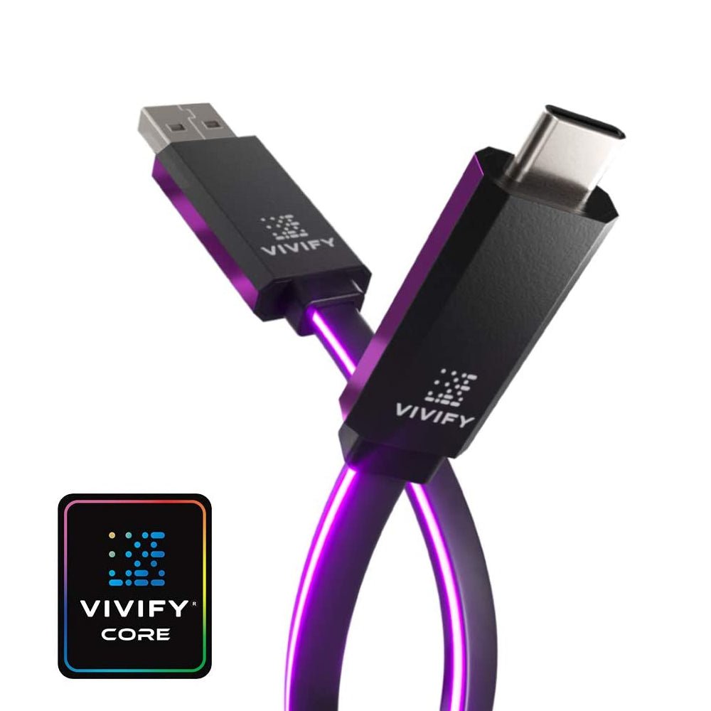 Vivify Aceso W10 RGB Led Gaming Light Up Type C USB 3.1 3.2 Gen 2 Quick Charge 1M Cable - Purple - Store 974 | ستور ٩٧٤