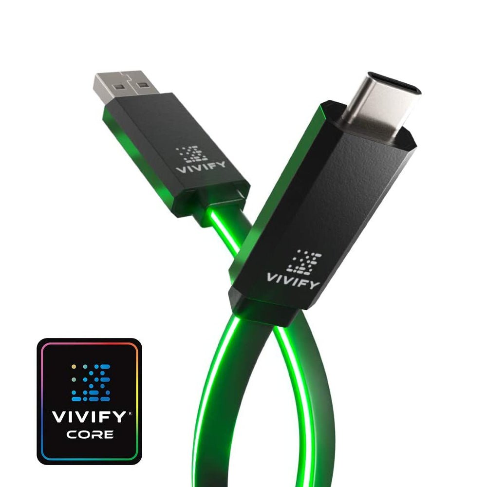 Vivify Aceso W10 RGB Led Gaming Light Up Type C USB 3.1 3.2 Gen 2 Quick Charge 1M Cable - Green - كابل Vivify Aceso W10 RGB Led Gaming Light Up Type C USB 3.1 3.2 Gen 2 Quick Charge 1M Cable - Green - كابل