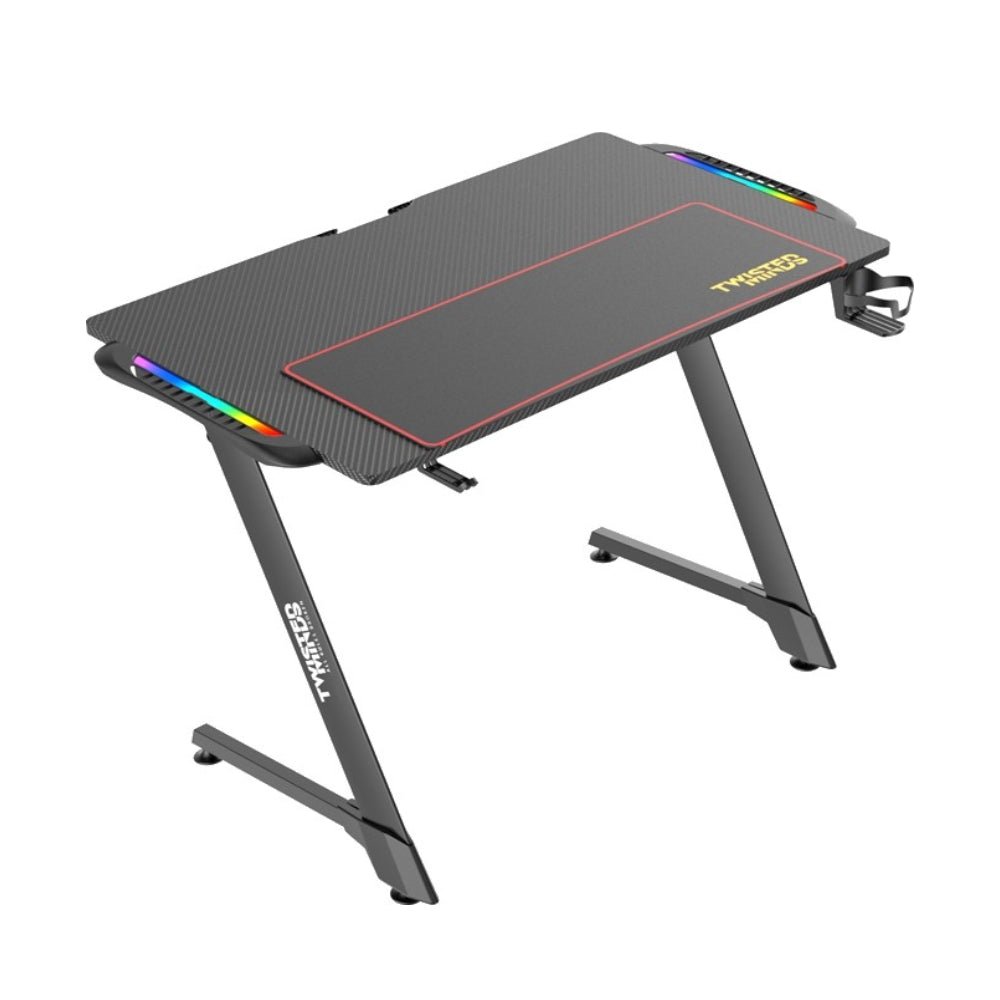 Twisted Minds Z Shaped Gaming Desk Carbon Fiber Texture - RGB - Store 974 | ستور ٩٧٤
