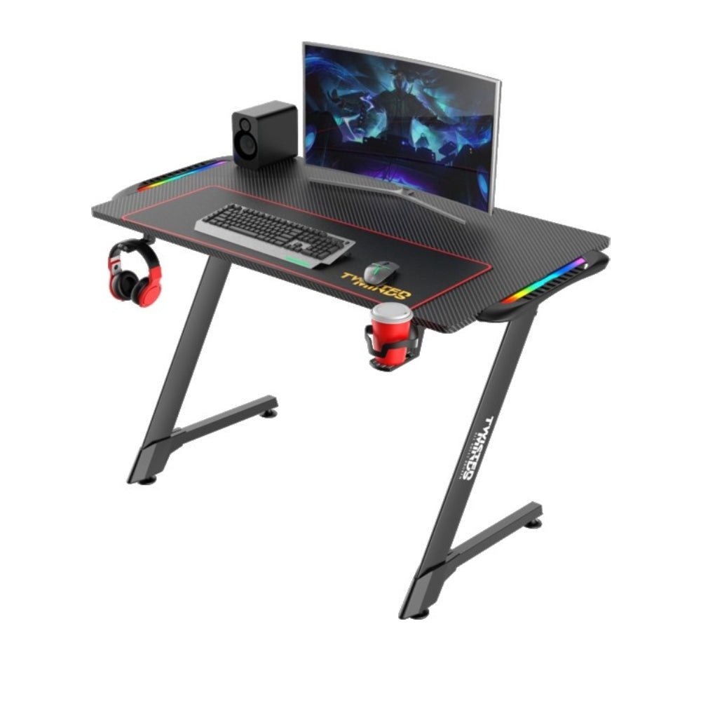 Twisted Minds Z Shaped Gaming Desk Carbon Fiber Texture - RGB - Store 974 | ستور ٩٧٤