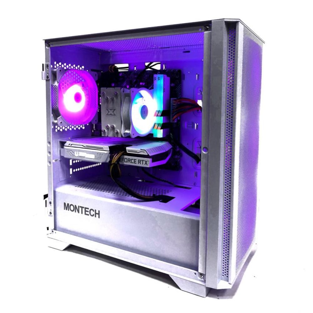 (Pre-Built ) Gaming PC AMD Ryzen 5 5600G w/ Asus Prime A520M-K & Montech Air 100 White - Store 974 | ستور ٩٧٤