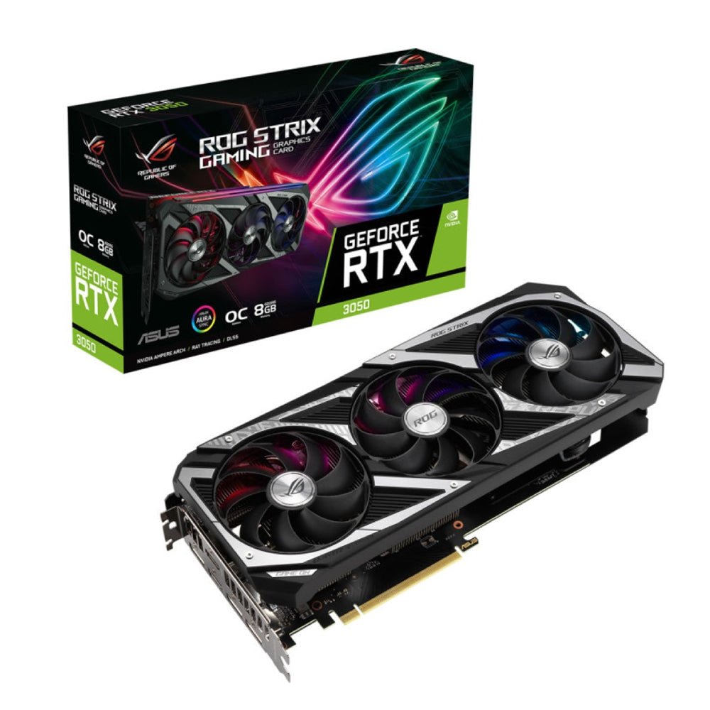 Asus GeForce RTX 3050 ROG Strix OC LHR 8GB GDDR6 PCI-e Graphics Card - Store 974 | ستور ٩٧٤