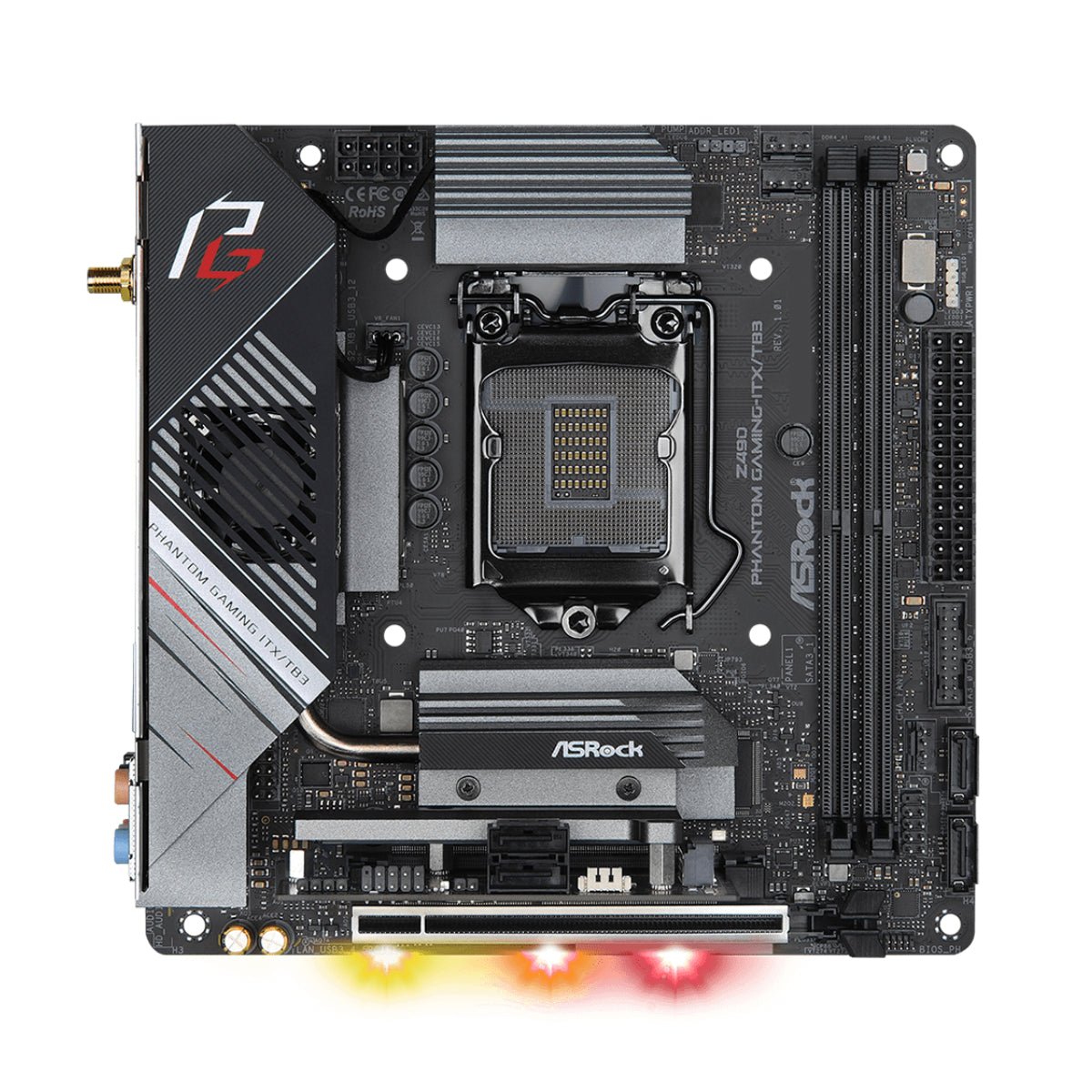 ASRock Z490 Phantom Gaming-ITX/TB3 - DDR4 LGA 1200 Mini-ITX Intel Motherboard - اللوحة الأم ASRock Z490 Phantom Gaming-ITX/TB3 - DDR4 LGA 1200 Mini-ITX Intel Motherboard - اللوحة الأم