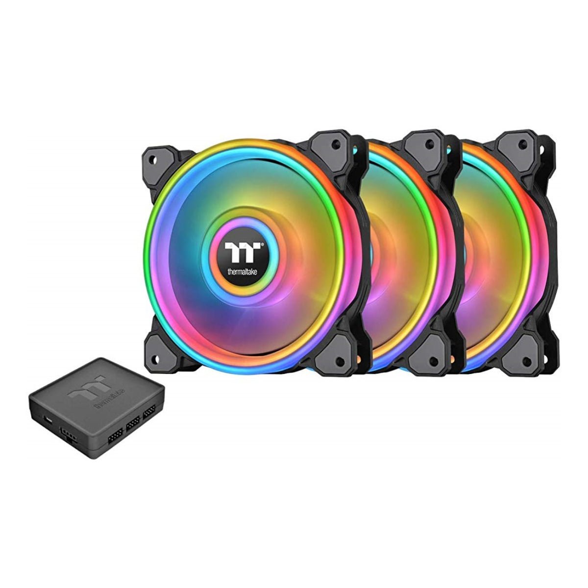 Thermaltake Riing Quad 14 RGB Radiator Fan TT Premium Edition 3 Pack - Black - Murroحة Tbrided Thermaltake Riing Quad 14 RGB Radiator Fan TT Premium Edition 3 Pack - Black - Murroحة Tbrided
