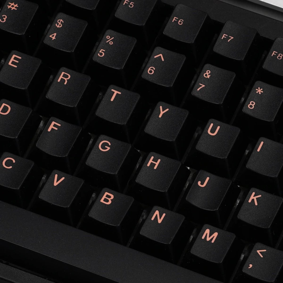 KBD Fans EnjoyPBT ABS Doubleshot Mechanical Keyboard Keycaps Set (153 keys) - Pink On Black - Store 974 | ستور ٩٧٤