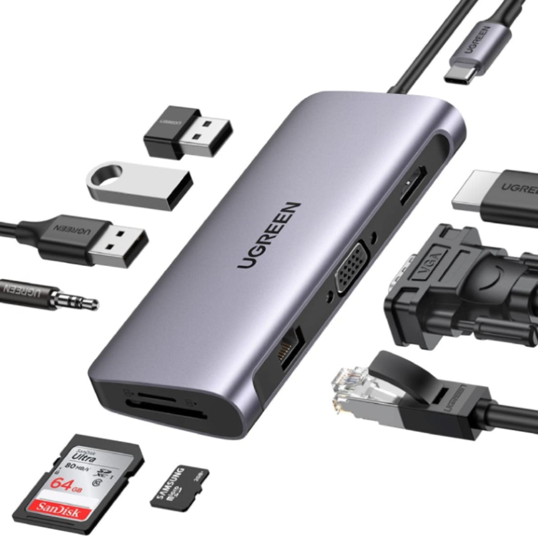 Ugreen USB-C 10 in 1 Multifunctional Adapter - Store 974 | ستور ٩٧٤