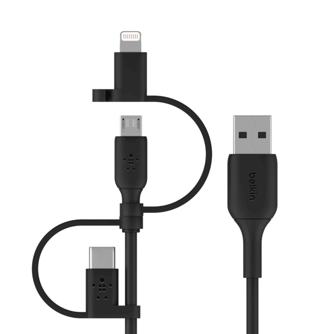 Belkin USB -A Universal 3 in 1 Cable - Black - كabl Belkin USB -A Universal 3 in 1 Cable - Black - كabl
