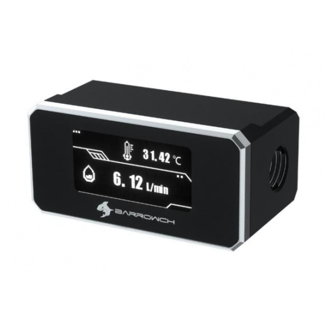 Barrowch G1/4 Digital OLED Display Flow and Temperature Sensor - Silver - مستشعر حرارة Barrowch G1/4 Digital OLED Display Flow and Temperature Sensor - Silver - مستشعر حرارة