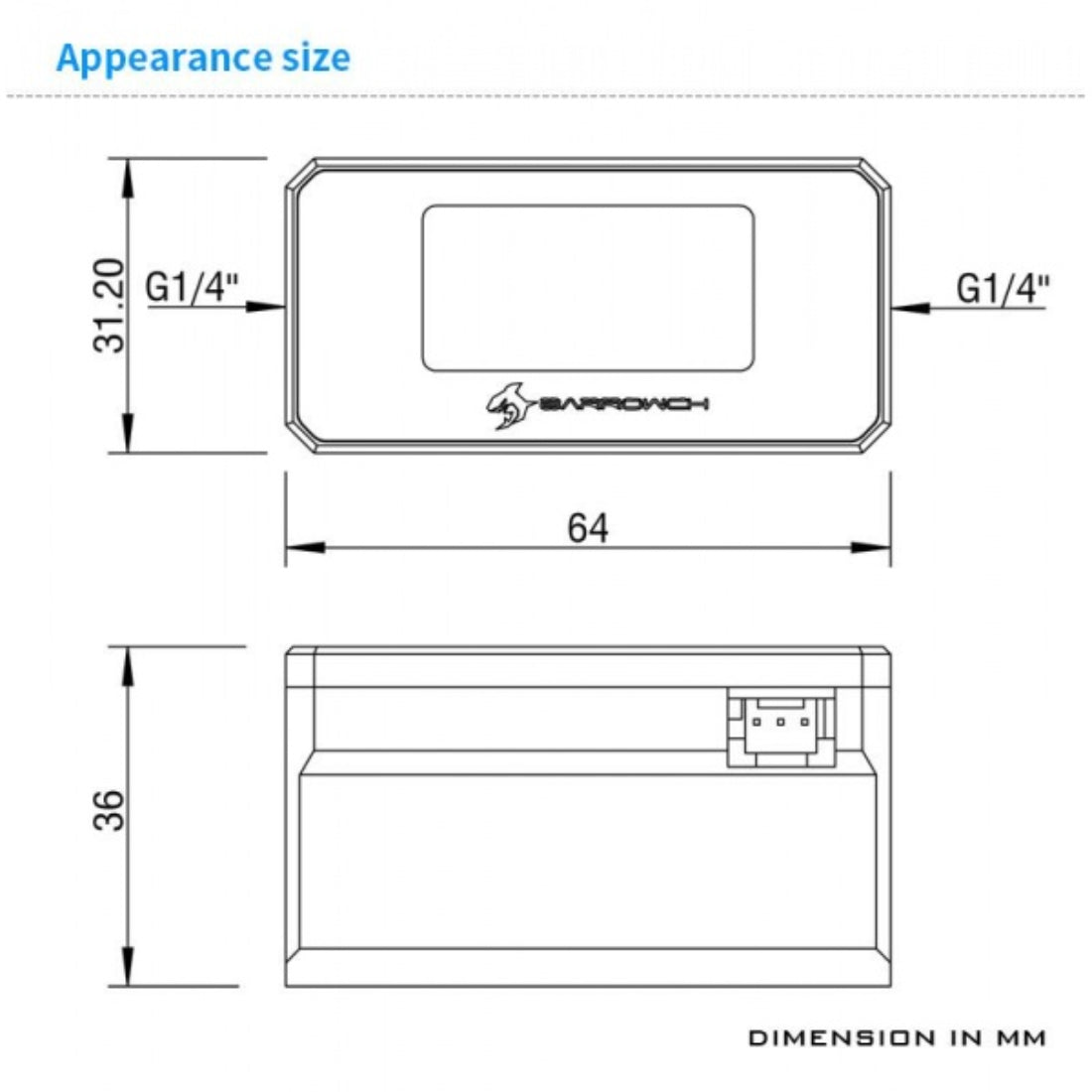 Barrowch G1/4 Digital Oled Display Flow and Temperature Sensor - Silver - Store 974 | ستور ٩٧٤