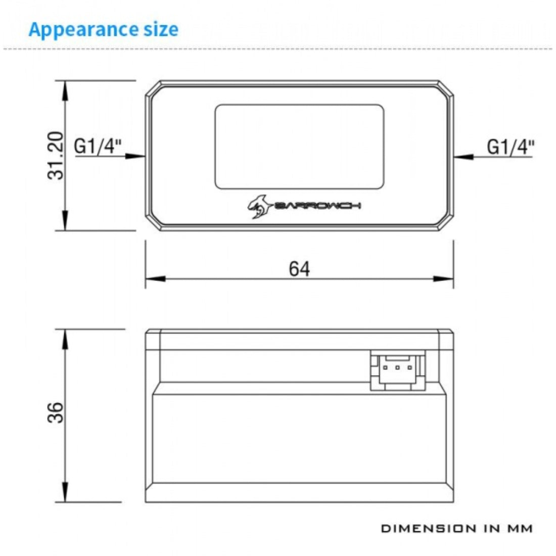 Barrowch G1/4 Digital OLED Display Flow and Temperature Sensor - Silver - مستشعر حرارة Barrowch G1/4 Digital OLED Display Flow and Temperature Sensor - Silver - مستشعر حرارة