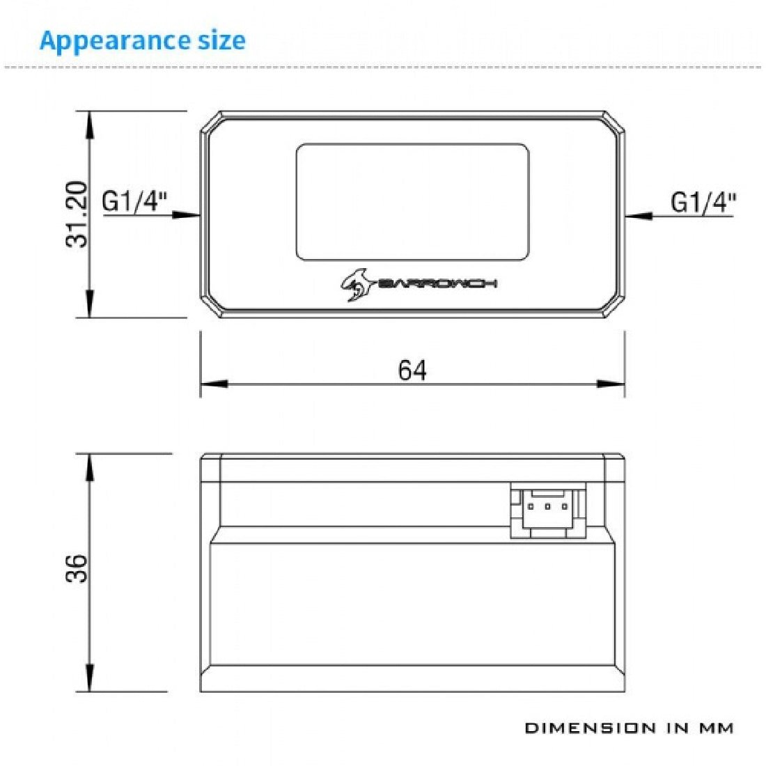 Barrowch G1/4 Digital OLED Display Flow and Temperature Sensor - Gold - مستشعر حرارة Barrowch G1/4 Digital OLED Display Flow and Temperature Sensor - Gold - مستشعر حرارة