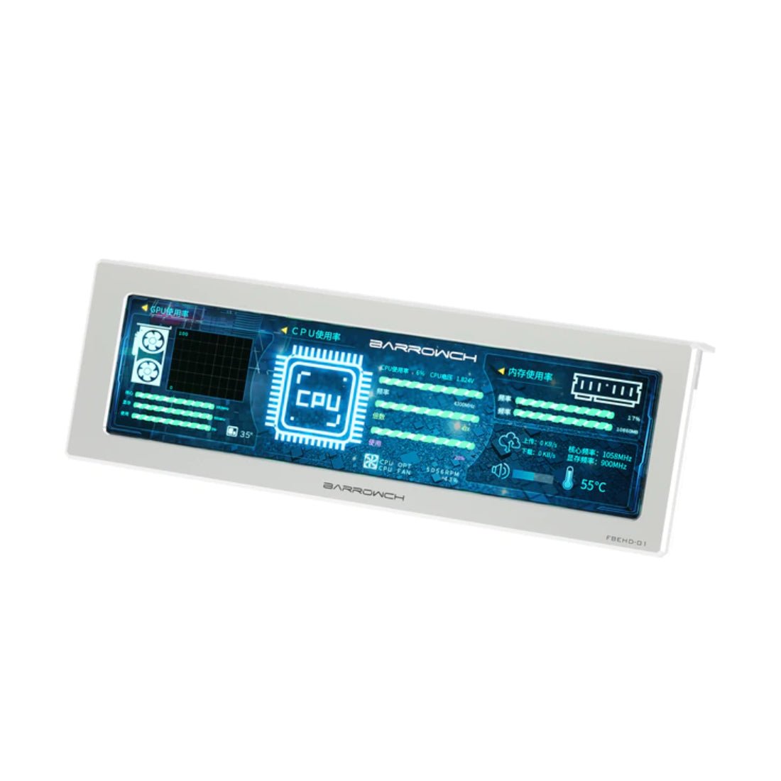 Barrowch 250mm IPS High Definition System Monitoring LCD Display - Silver - Store 974 | ستور ٩٧٤