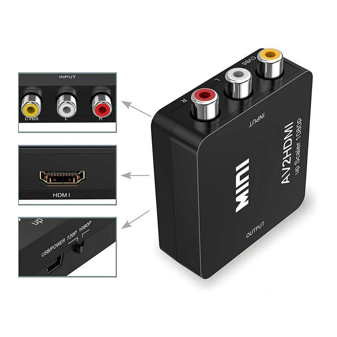 MINI AV2HDMI RCA to HDMI 1080P Video Converter - Black - أكسسوارات MINI AV2HDMI RCA to HDMI 1080P Video Converter - Black - أكسسوارات