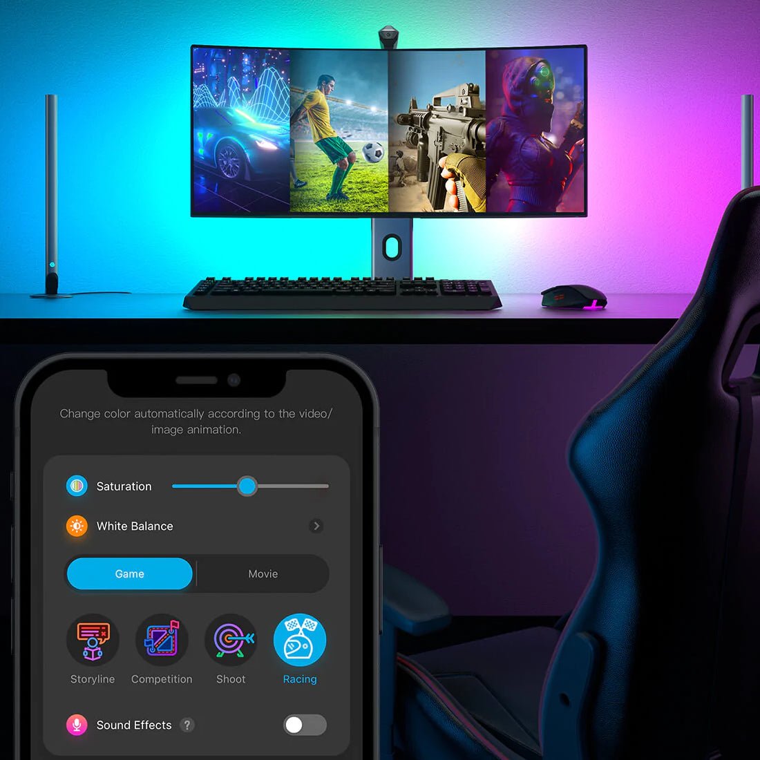 Govee DreamView G1 Pro Gaming Light 24''-29'' - إضاءة Govee DreamView G1 Pro Gaming Light 24''-29'' - إضاءة
