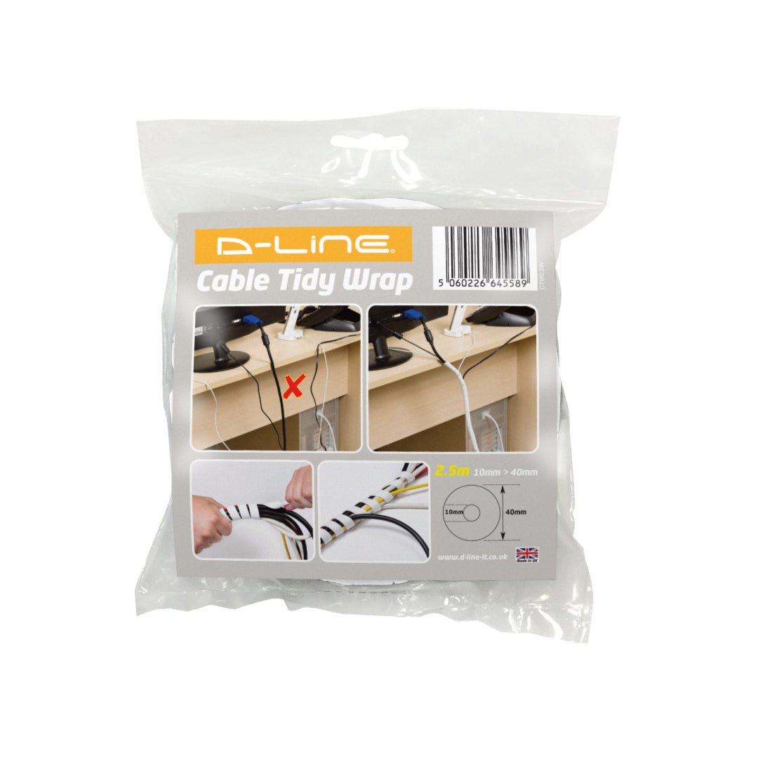 D-Line Cable Tidy 40mm Wrap - White - Store 974 | ستور ٩٧٤