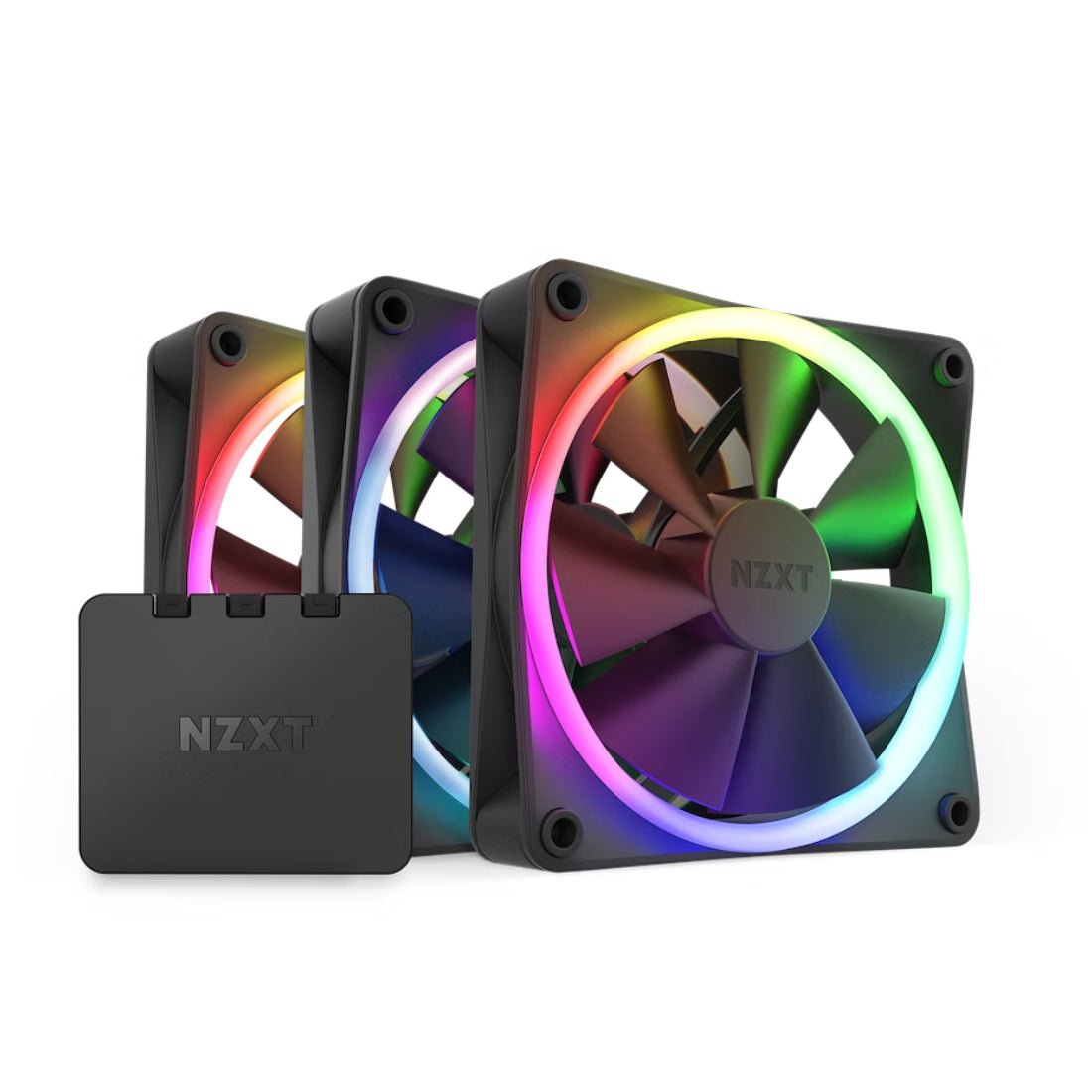 NZXT F120 Triple 120mm RGB Fans & Controller - Black - مروحة تبريد - Store 974 | ستور ٩٧٤