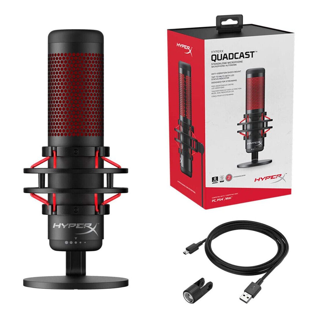 HyperX Quadcast Gaming/Streaming Microphone - Black & Red