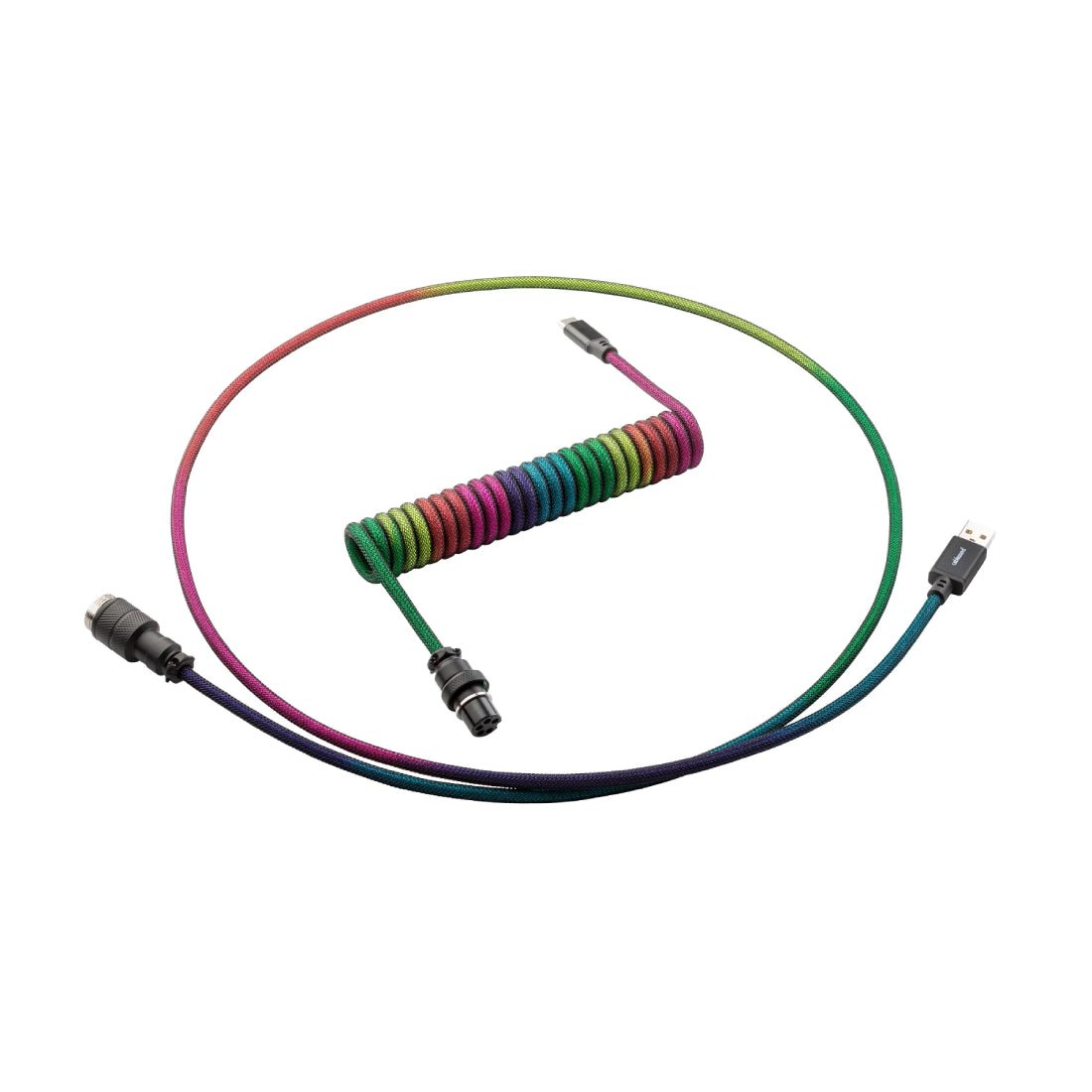 CableMod Pro Coiled Keyboard Cable (Dark Rainbow, USB A to USB Type C, 150cm) - كابل - Store 974 | ستور ٩٧٤