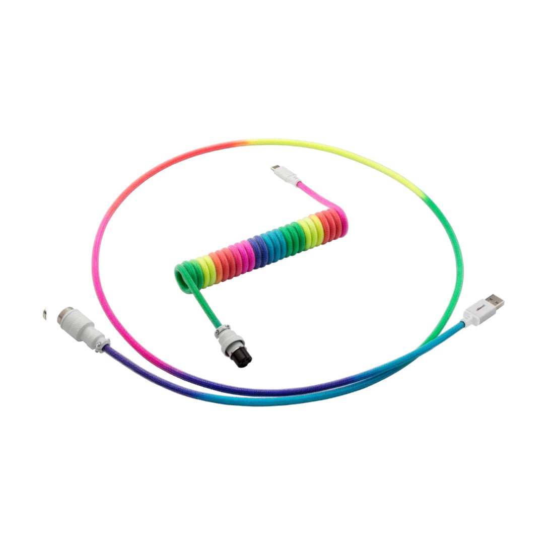 CableMod Pro Coiled Keyboard Cable (Bright Rainbow, USB A to USB Type C, 150cm) - كابل - Store 974 | ستور ٩٧٤