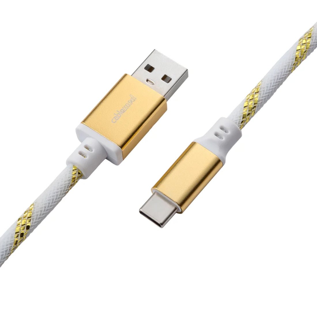CableMod Pro Coiled Keyboard Cable (Midas White, USB A to USB Type C, 150cm) - كابل - Store 974 | ستور ٩٧٤
