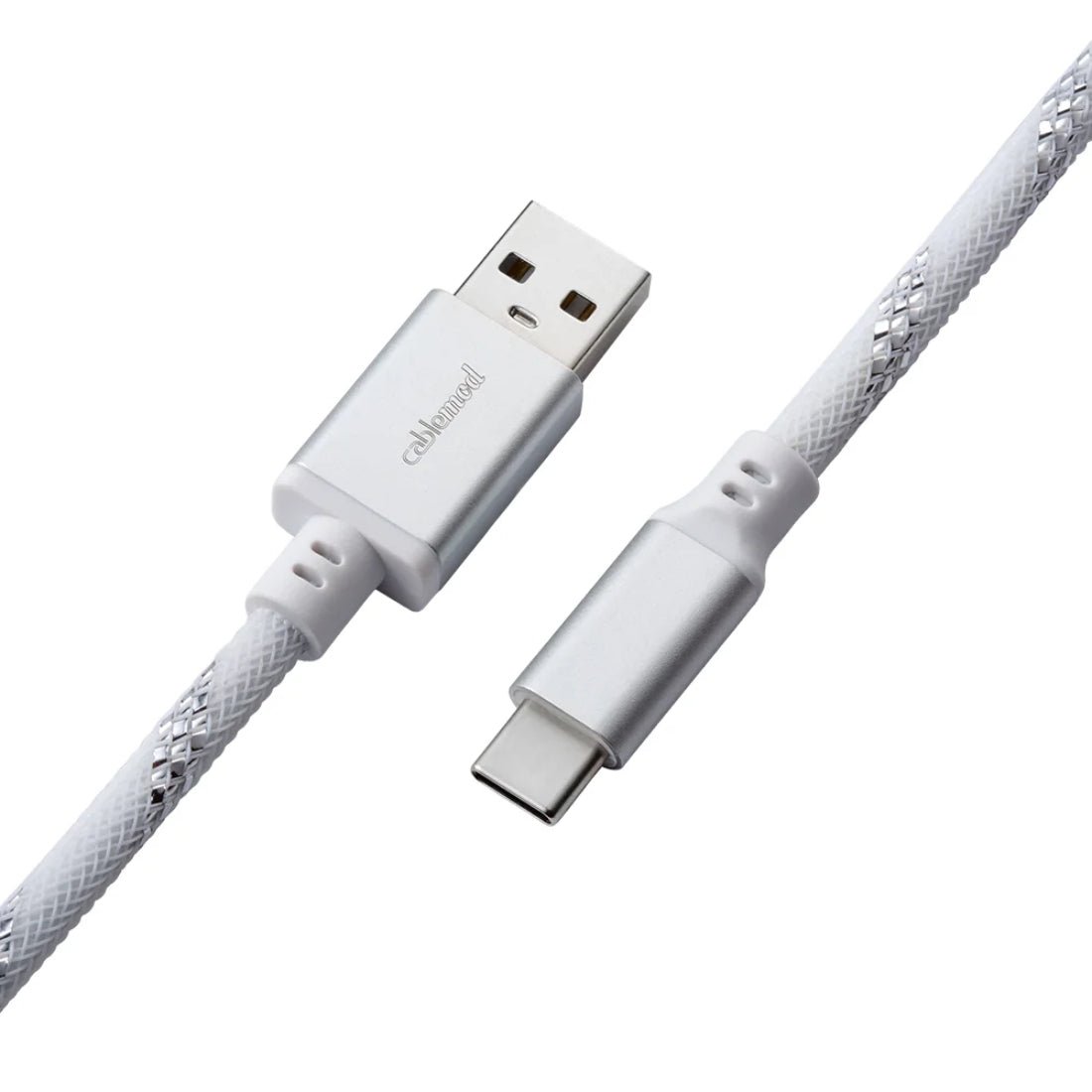 CableMod Pro Coiled Keyboard Cable (Sterling White, USB A to USB