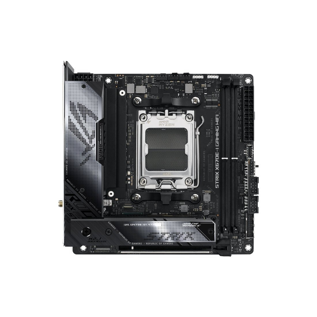 Asus ROG Strix X670E-I Gaming WIFI DDR5 AM5 AMD Mini-ITX Gaming Motherboard - اللوحة الأم - Store 974 | ستور ٩٧٤