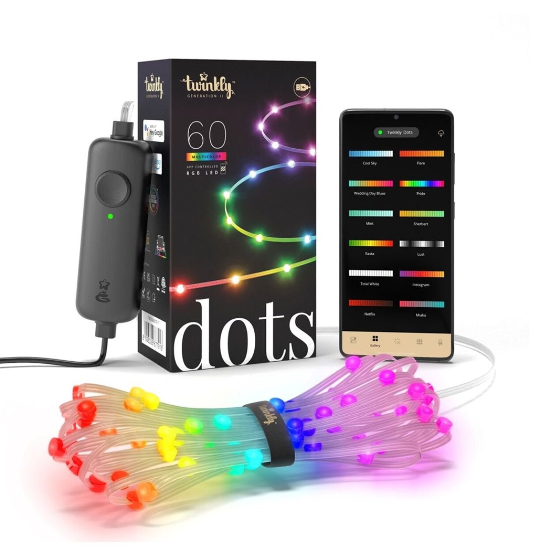 Twinkly 60L RGB Dots Light String - 3m - إضاءة Twinkly 60L RGB Dots Light String - 3m - إضاءة