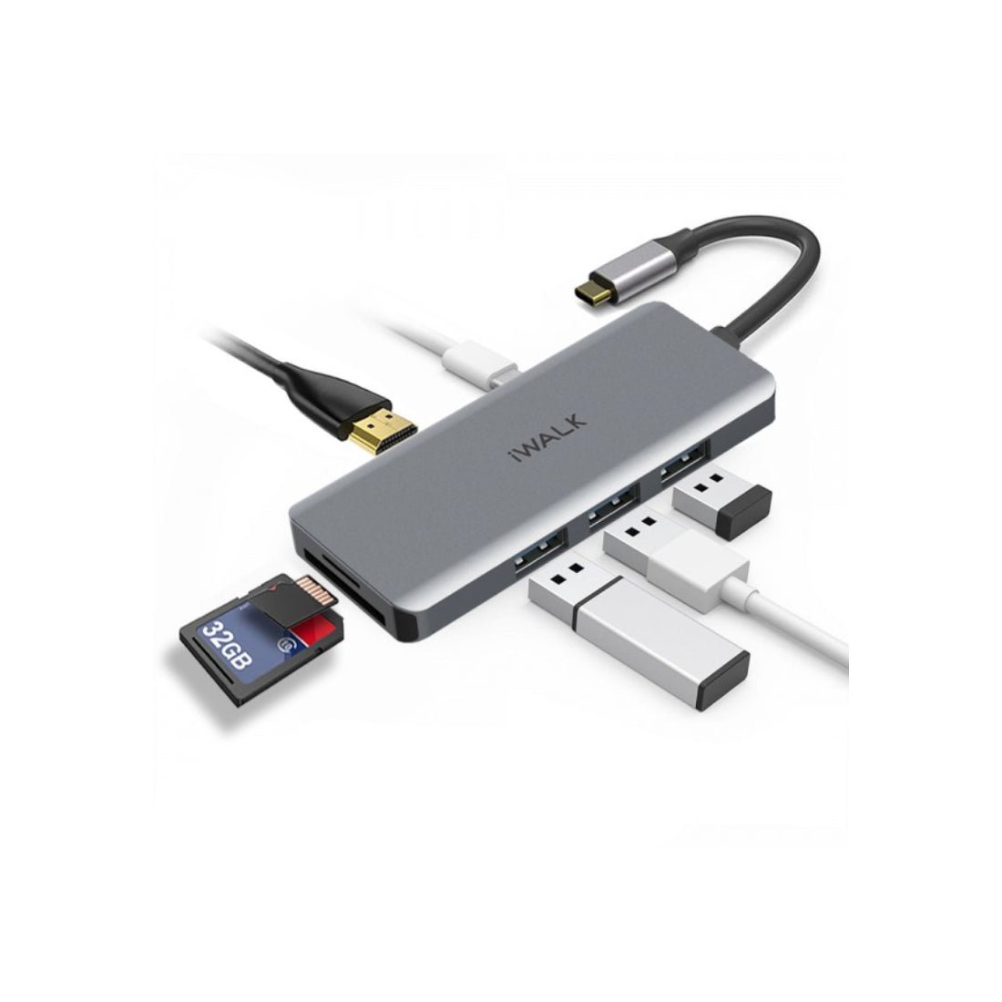 iWalk 7-in-1 Type C Hub - Grey - موزع iWalk 7-in-1 Type C Hub - Grey - موزع