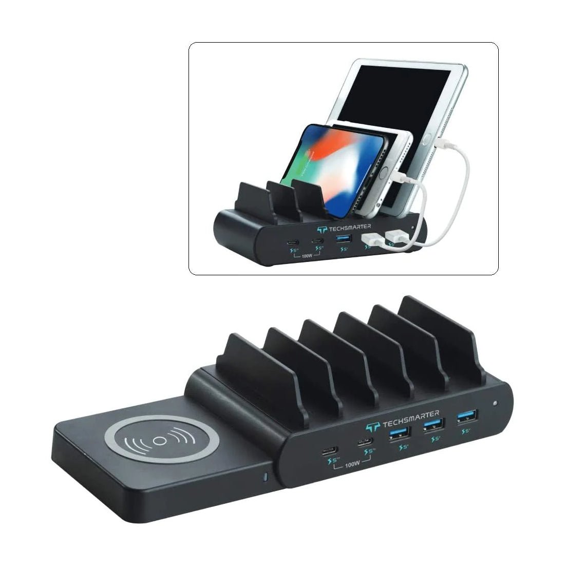 Techsmarter 6-Port Charging Station - مزود الطاقة Techsmarter 6-Port Charging Station - مزود الطاقة