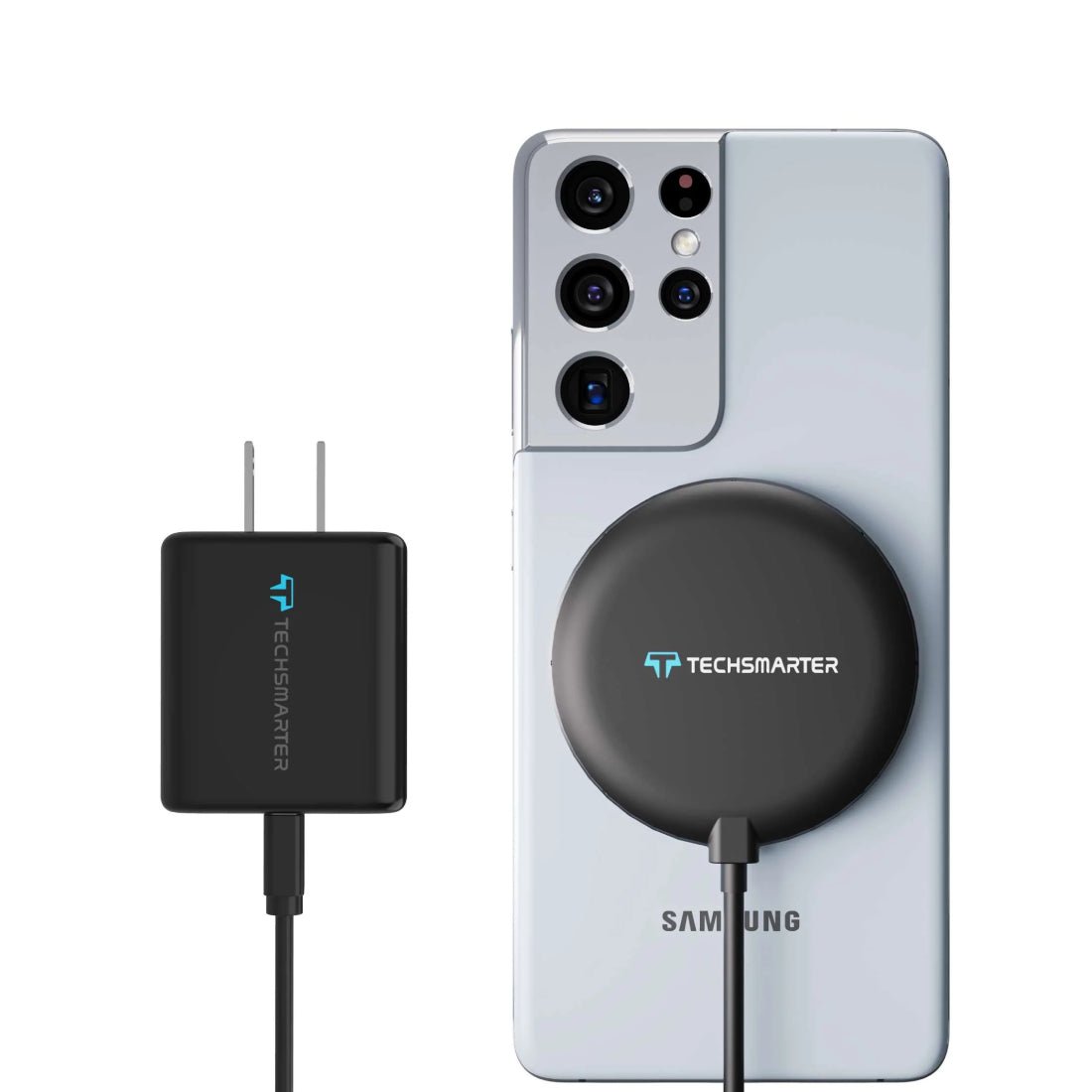 Techsmarter TSWireless 15W Charger Pad Suction W/ Wall Charger - شاحن Techsmarter TSWireless 15W Charger Pad Suction W/ Wall Charger - شاحن