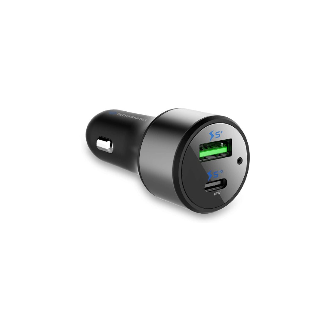Techsmarter TSCar 64W USB-C AND 18W USB Port Car Charger - Black - شاحن Techsmarter TSCar 64W USB-C AND 18W USB Port Car Charger - Black - شاحن