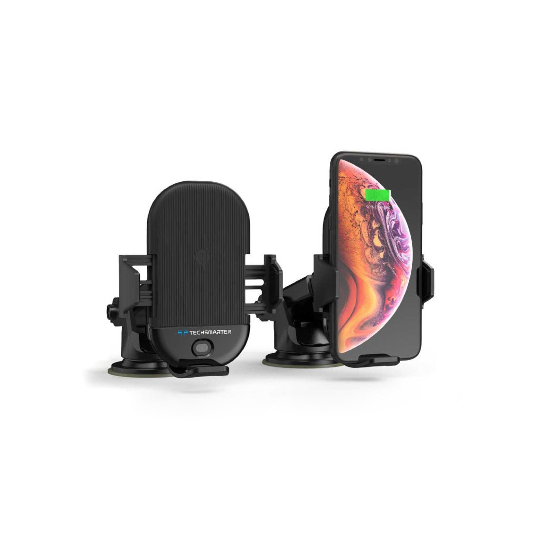 Techsmarter SDrive Wireless Car Charger with Dual USB - Black - شاحن - Store 974 | ستور ٩٧٤