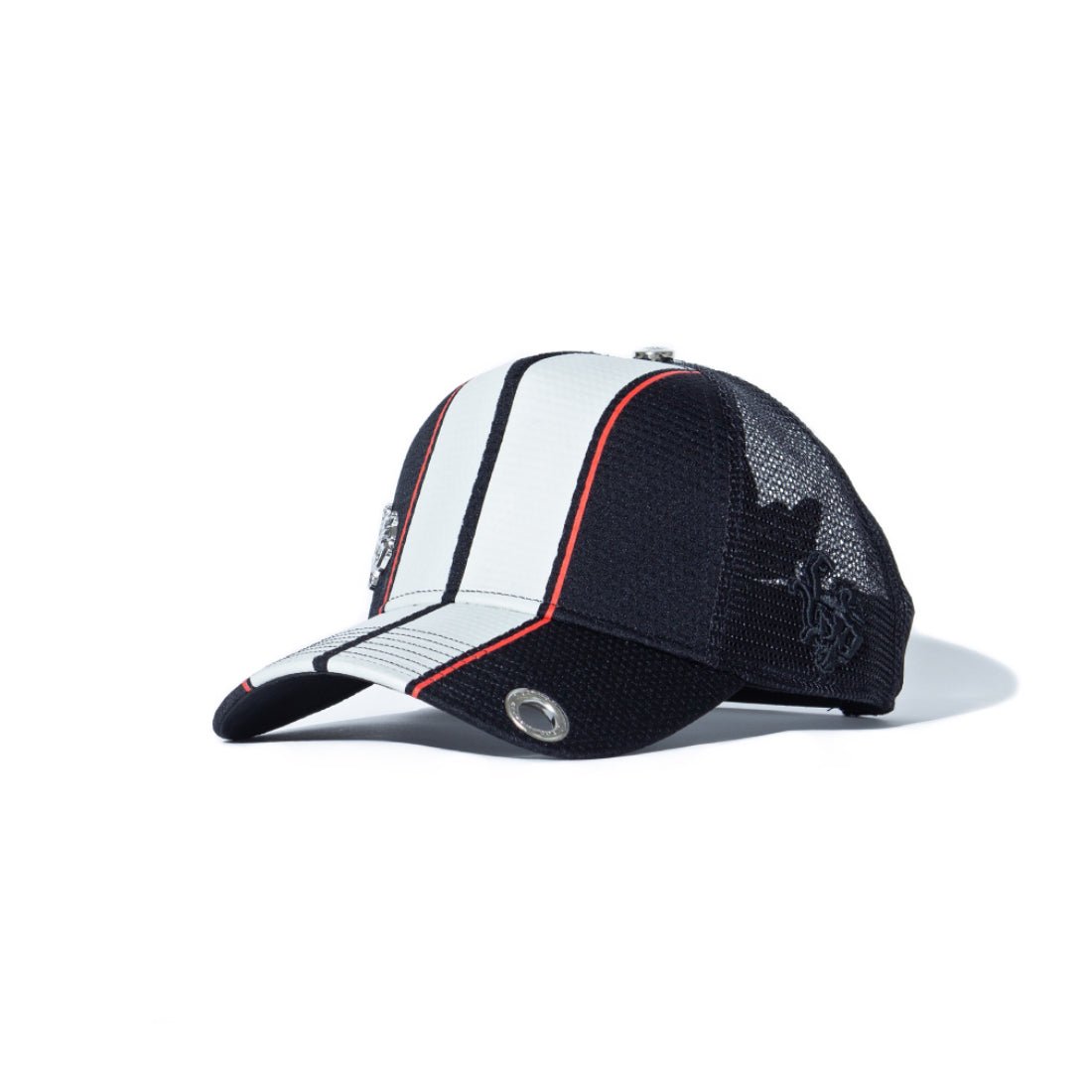 Red Monkey Racing Stripe Trucker Cap - Black & Silver - قبعة - Store 974 | ستور ٩٧٤