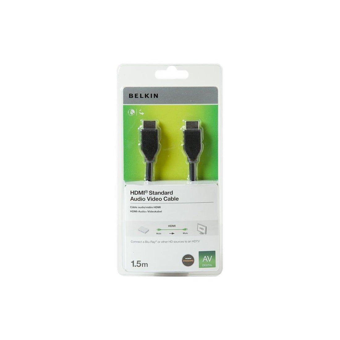 Belkin عالية السرعة القياسية HDMI Cable 4K Ultra HD - Black - 1.5m - كabl Belkin عالية السرعة القياسية HDMI Cable 4K Ultra HD - Black - 1.5m - كabl