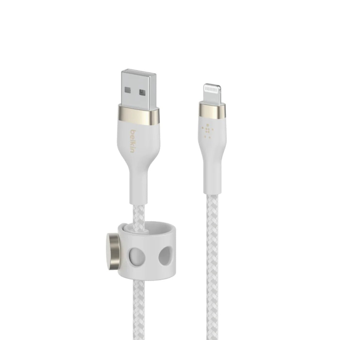 Belkin USB-A to Lightning Braid Silver Cable - White - 1m - كابل - Store 974 | ستور ٩٧٤