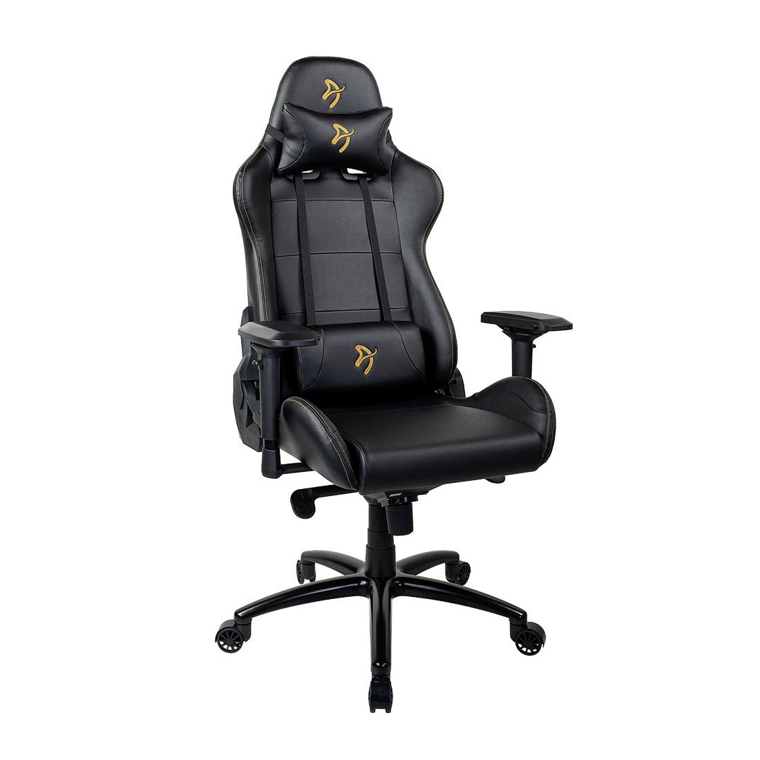 Arozzi Verona Signature Premium PU Leather Ergonomic Gaming Chair - Black - Gold Logo - كرسي - Store 974 | ستور ٩٧٤