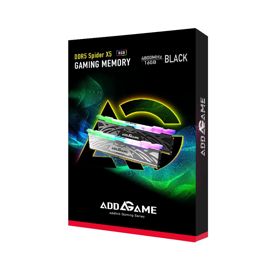 Addlink AddGame Spider X5 16GB RGB CL40 4800MT - Black - الذاكرة العشوائية - Store 974 | ستور ٩٧٤