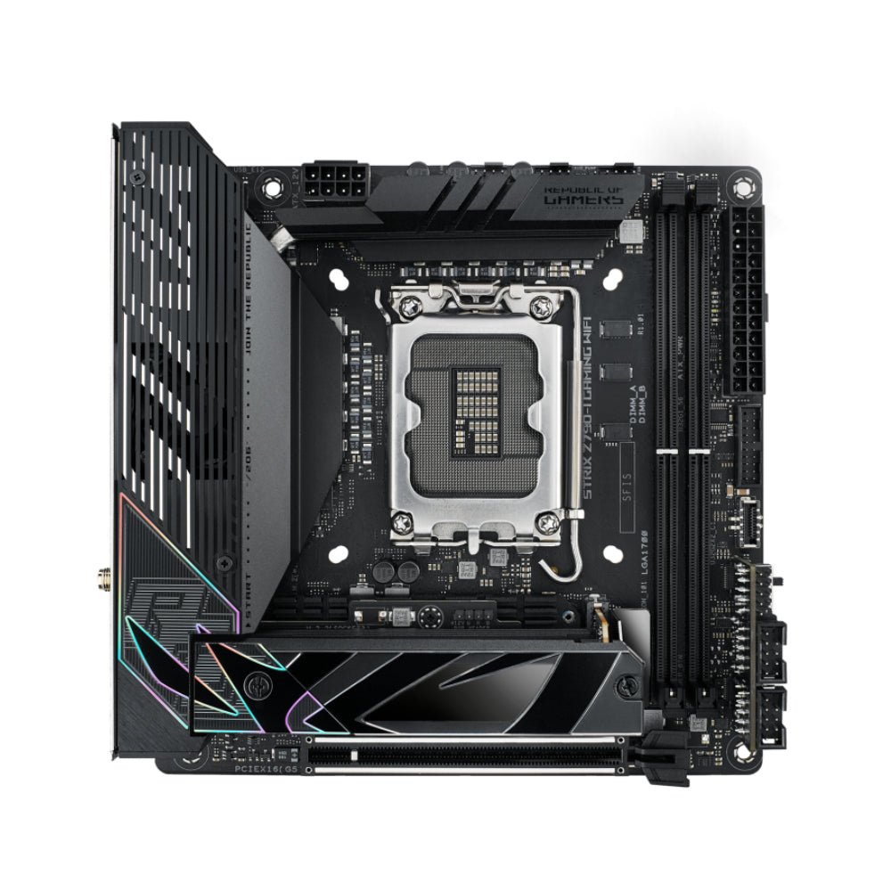 Asus ROG STRIX Z790-I Wifi DDR5 LGA1700 Intel Mini-ITX Gaming Motherboard - اللوحة الأم Asus ROG STRIX Z790-I Wifi DDR5 LGA1700 Intel Mini-ITX Gaming Motherboard - اللوحة الأم