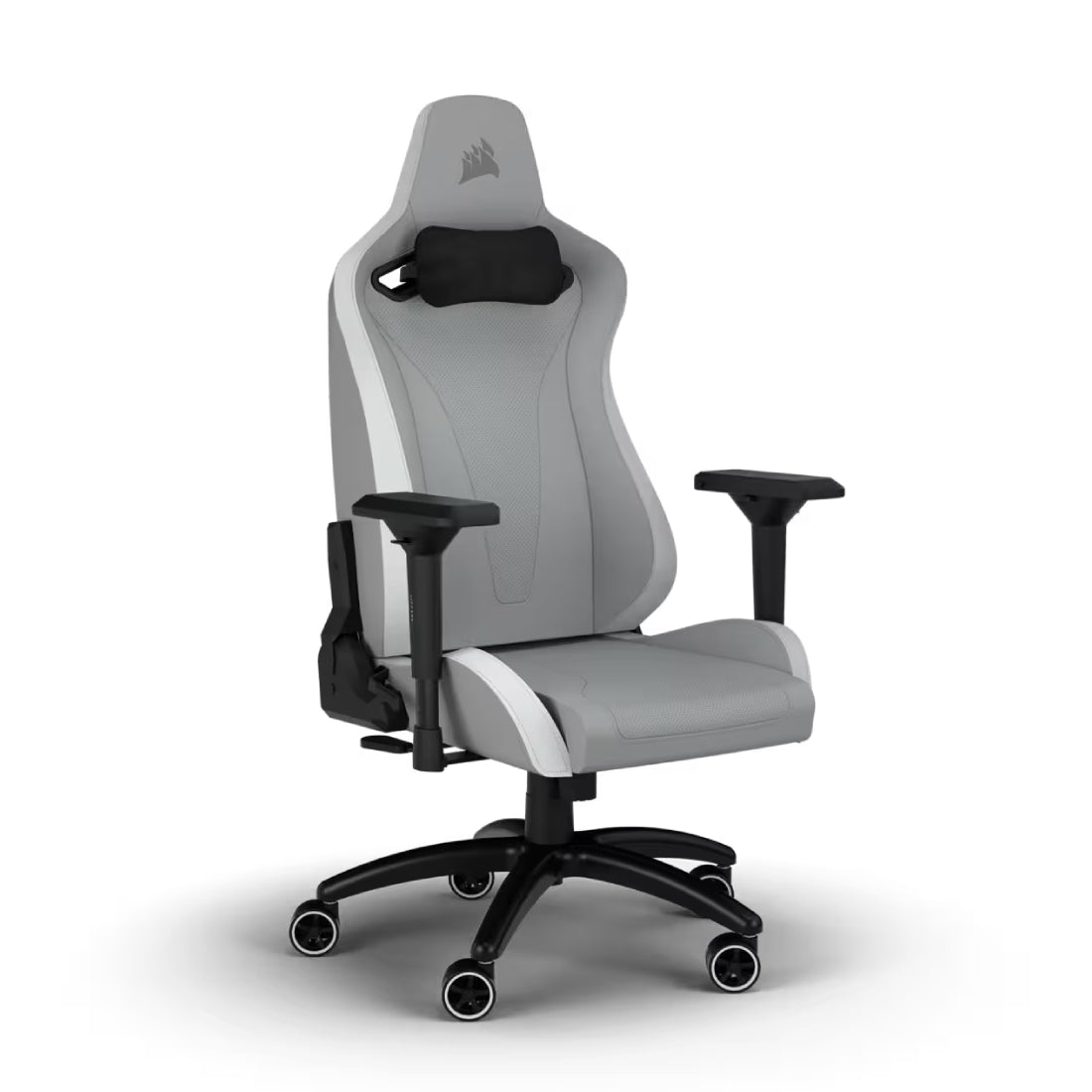 Corsair TC200 Leatherette Gaming Chair – Light Gray/ White - كرسي - Store 974 | ستور ٩٧٤