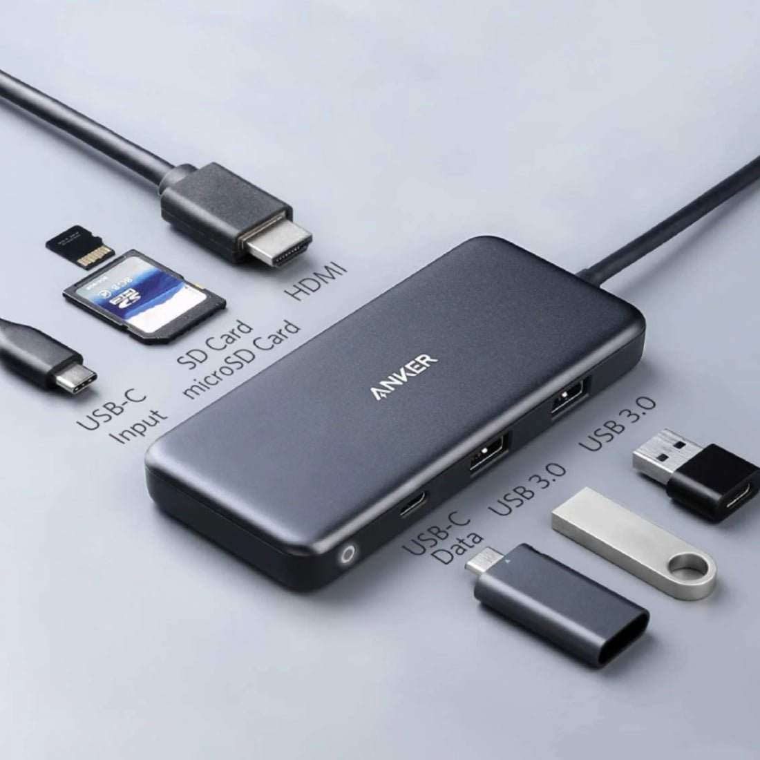 ANKER Premium 7-in-1 USB-C HUB - Gray - كابل - Store 974 | ستور ٩٧٤