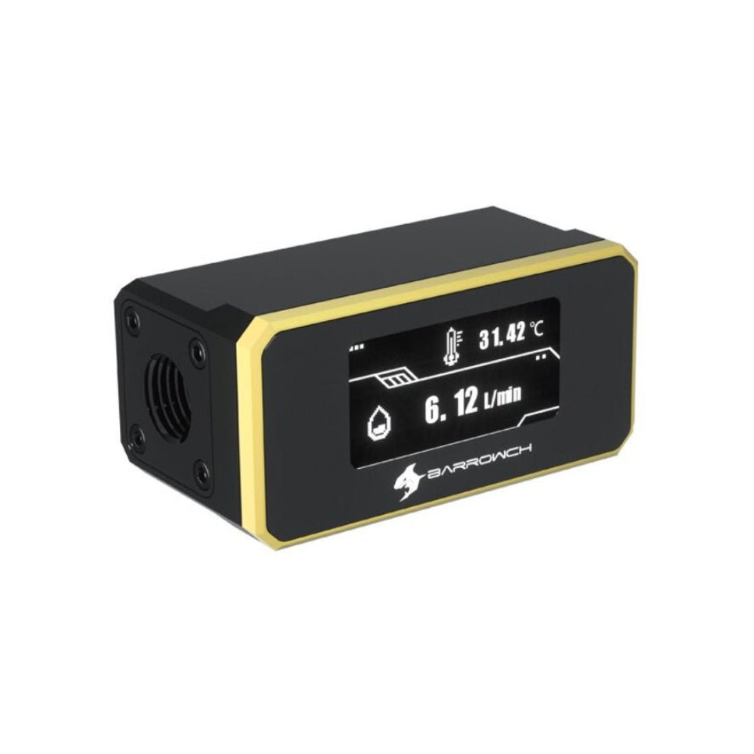 Barrowch G1/4 Digital OLED Display Flow and Temperature Sensor - Gold - مستشعر حرارة Barrowch G1/4 Digital OLED Display Flow and Temperature Sensor - Gold - مستشعر حرارة