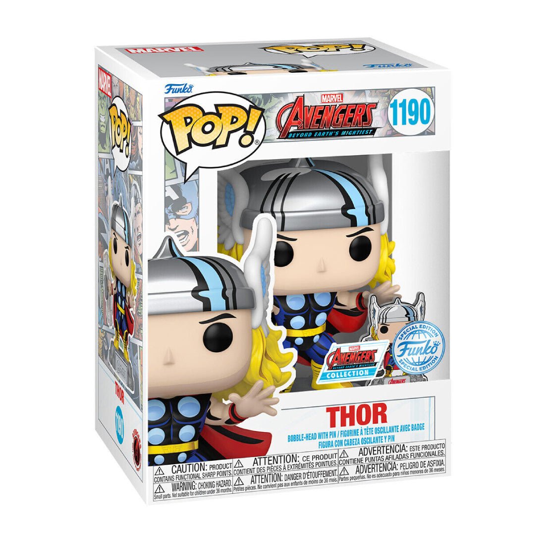 Funko Pop! Marvel: Avengers - Comic Thor with Pin (Exc) #1190 - دمية - Store 974 | ستور ٩٧٤
