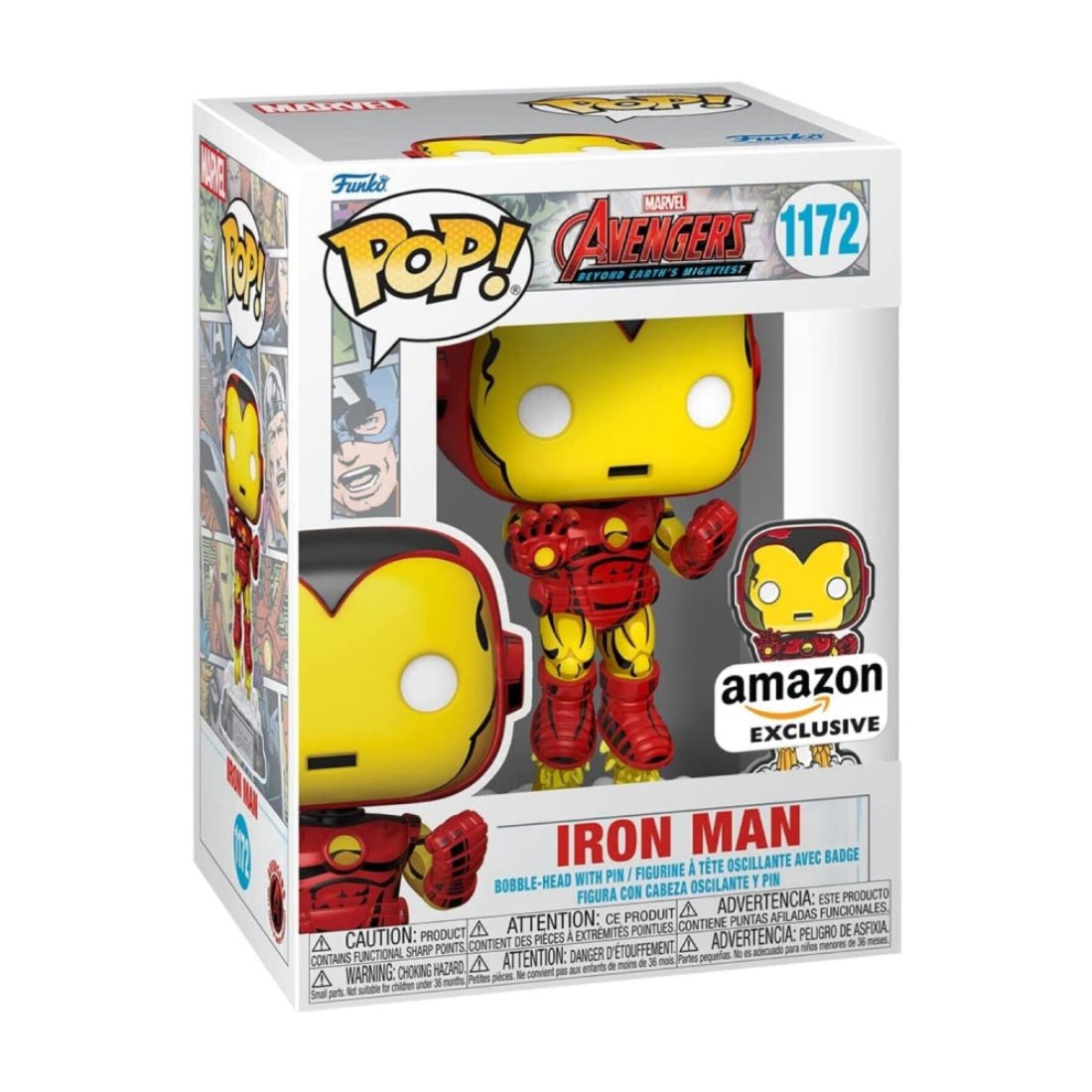 Funko Pop! Marvel: Avengers - Comic Iron Man with Pin (Exc) #1172 - دمية - Store 974 | ستور ٩٧٤