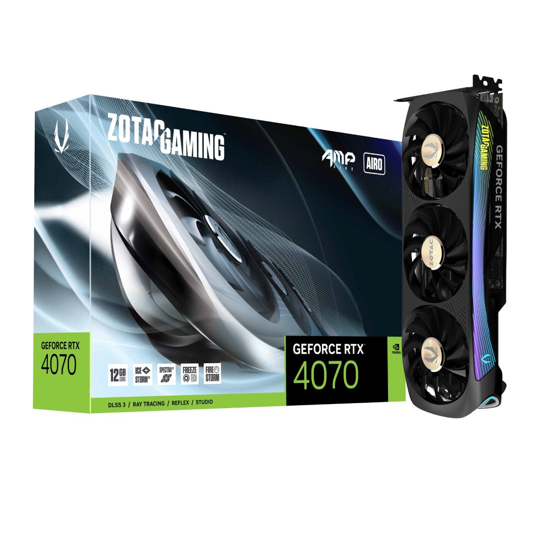 Zotac Gaming GeForce RTX 4070 AMP AIRO 12GB GDDR6X Graphics Card - كرت شاشة - Store 974 | ستور ٩٧٤