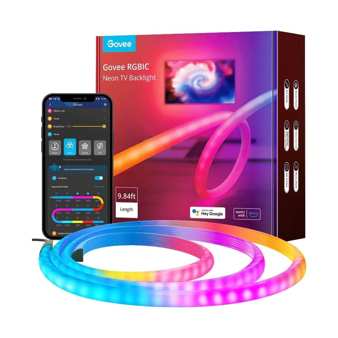 Govee RGBIC Neon TV Backlight LED Strip Light Suitable For 48-55 Inch (Four Sides), 65-75 (Three Sides) - إضاءة - Store 974 | ستور ٩٧٤