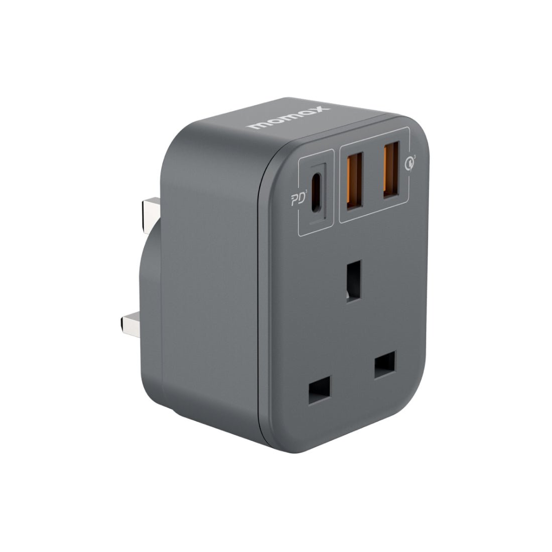 Momax OnePlug 3-Outlet PD20W Extension Socket With USB - Space Gray - محول - Store 974 | ستور ٩٧٤
