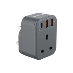 Momax OnePlug 3-Outlet PD20W Extension Socket With USB - Space Gray - محول