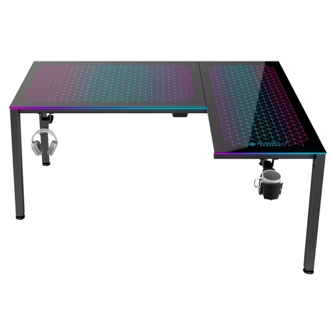 Eureka Gaming L60 RGB Spectrum Glass Corner Gaming Desk - طاولة ألعاب - Store 974 | ستور ٩٧٤